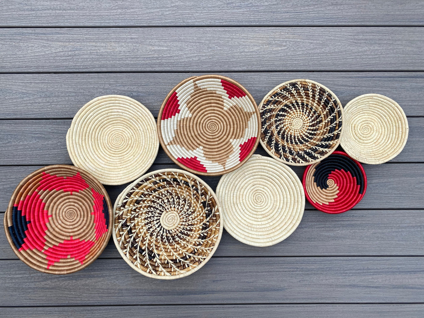 Moon’s Assorted Set of 8 African Baskets 7.5”-12” Wall Baskets Set, Wall hanging decor, African wall basket, Boho wall art 032 1