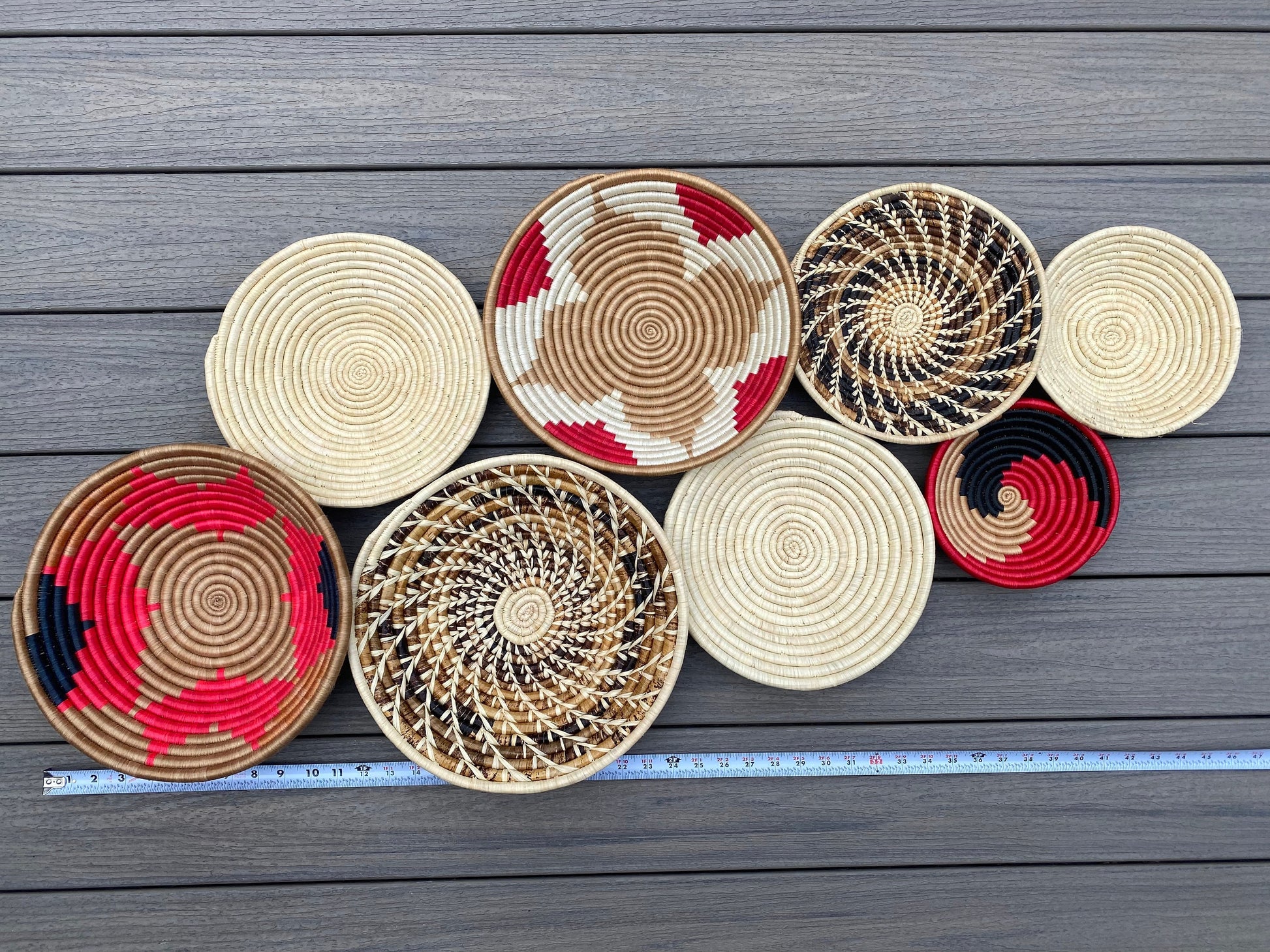 Moon’s Assorted Set of 8 African Baskets 7.5”-12” Wall Baskets Set, Wall hanging decor, African wall basket, Boho wall art 032 3