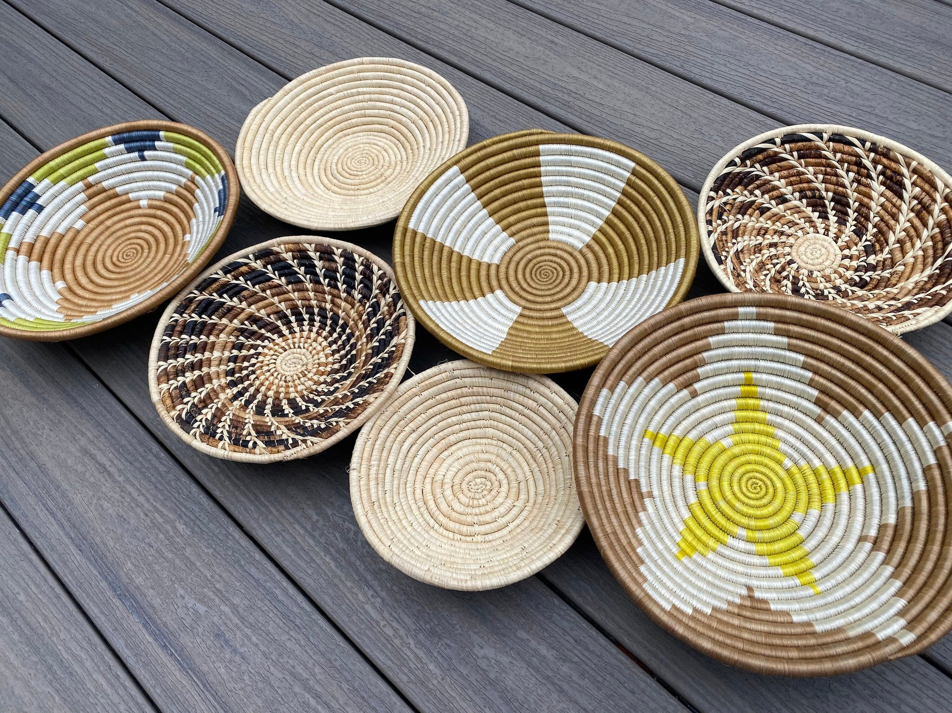Moon’s Assorted Set of 7 African Baskets 7.5”-12” Wall Baskets Set, Wall hanging decor, African wall basket, Boho wall art 028 1