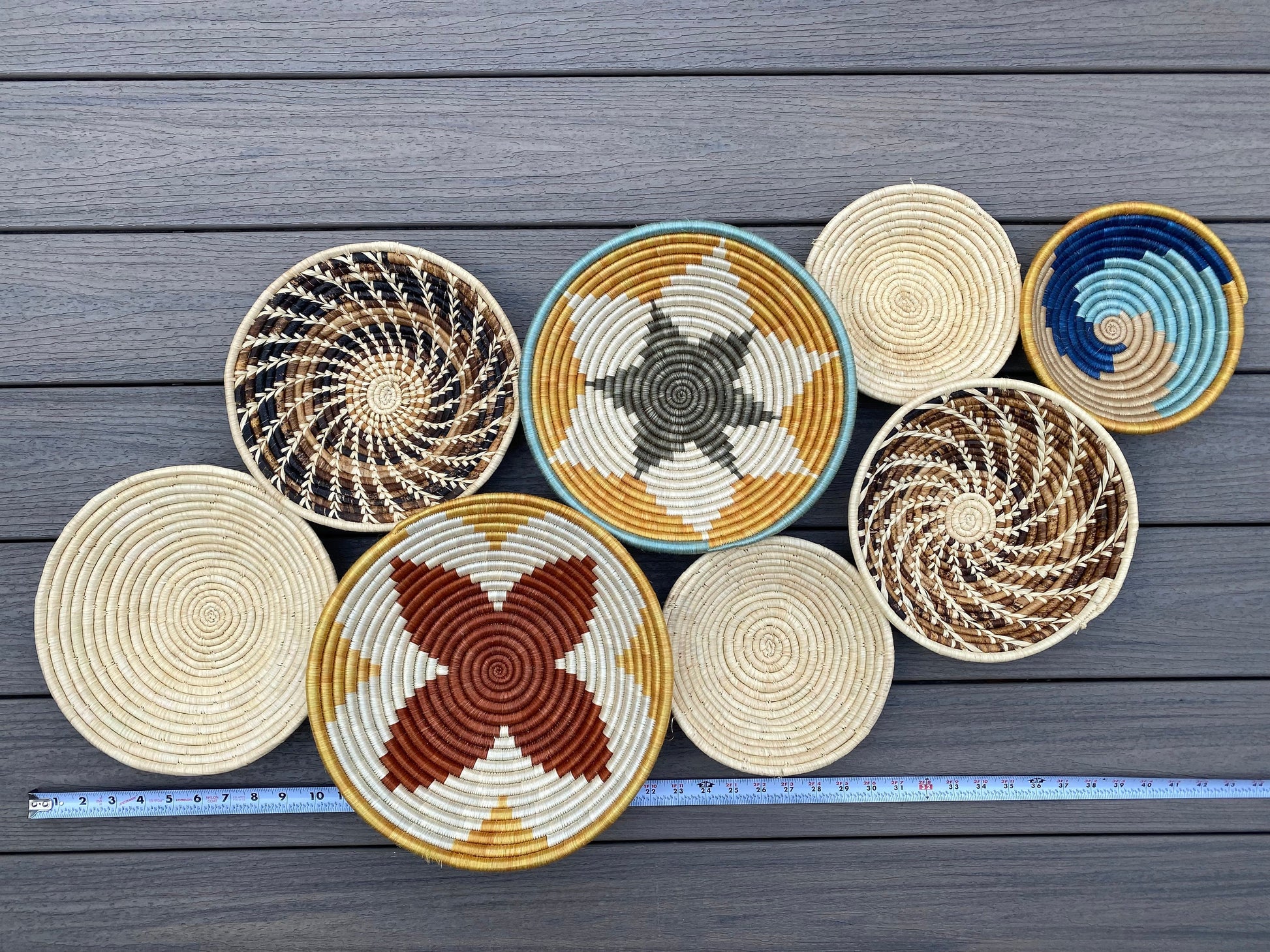 Moon’s Assorted Set of 8 African Baskets 7.5”-12” Wall Baskets Set, Wall hanging decor, African wall basket, Boho wall art 029 2