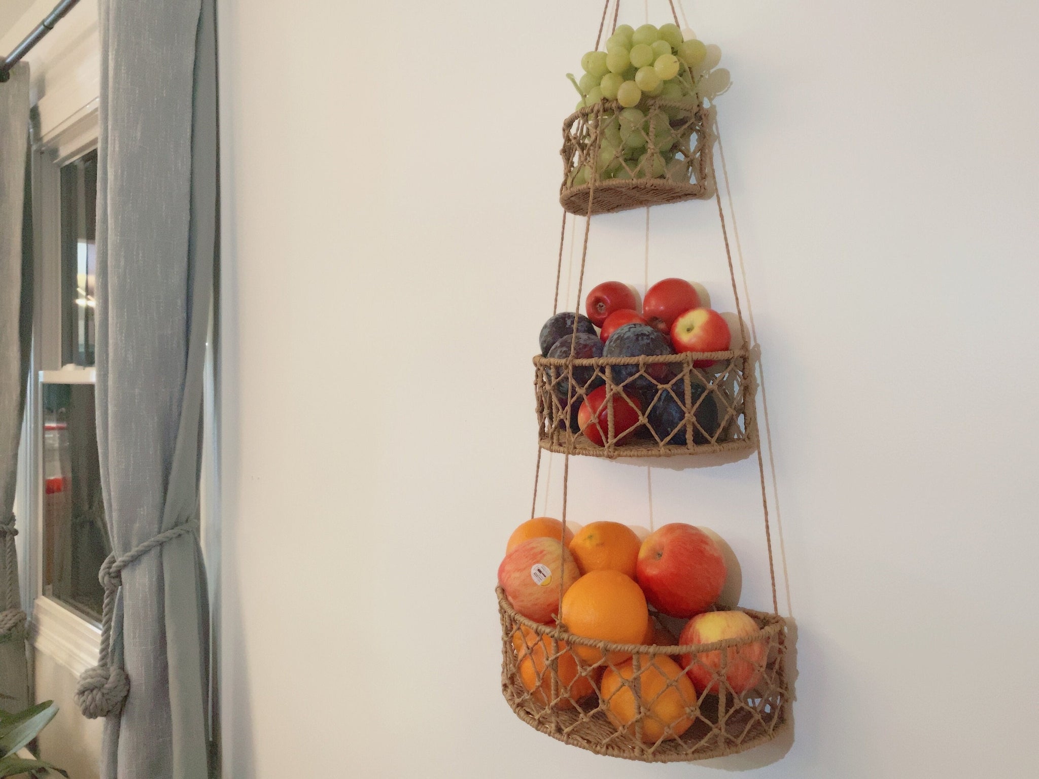 Three tier hanging baskets, Kitchen baskets, Set of 3 hanging