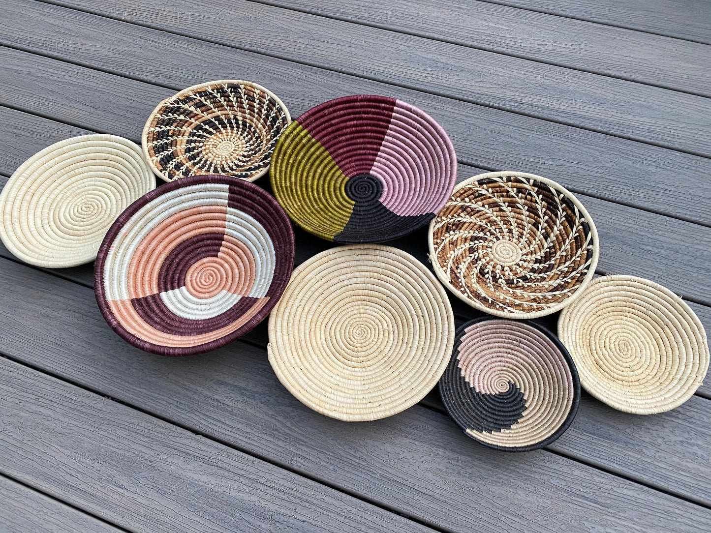 Moon’s Assorted Set of 8 African Baskets 7.5”-12” Wall Baskets Set, Wall hanging decor, African wall basket, Boho wall art 009 1