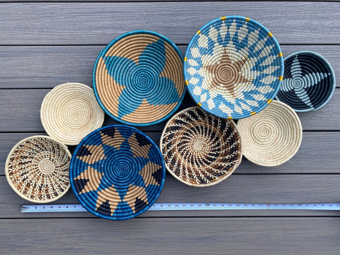 Moon’s Assorted Set of 8 African Baskets 7.5”-12” Wall Baskets Set, Wall hanging decor, African wall basket, Boho wall art 048 3