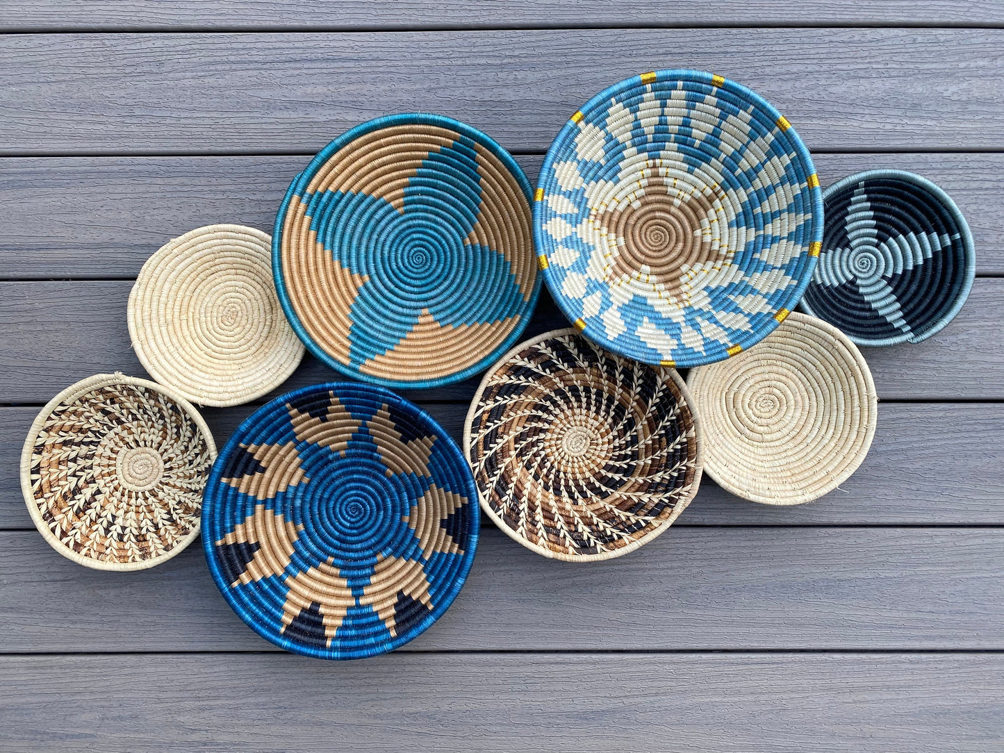 Moon’s Assorted Set of 8 African Baskets 7.5”-12” Wall Baskets Set, Wall hanging decor, African wall basket, Boho wall art 048 1