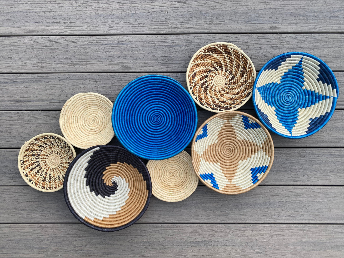 Moon’s Assorted Set of 8 African Baskets 7.5”-12” Wall Baskets Set, Wall hanging decor, African wall basket, Boho wall art 045 1