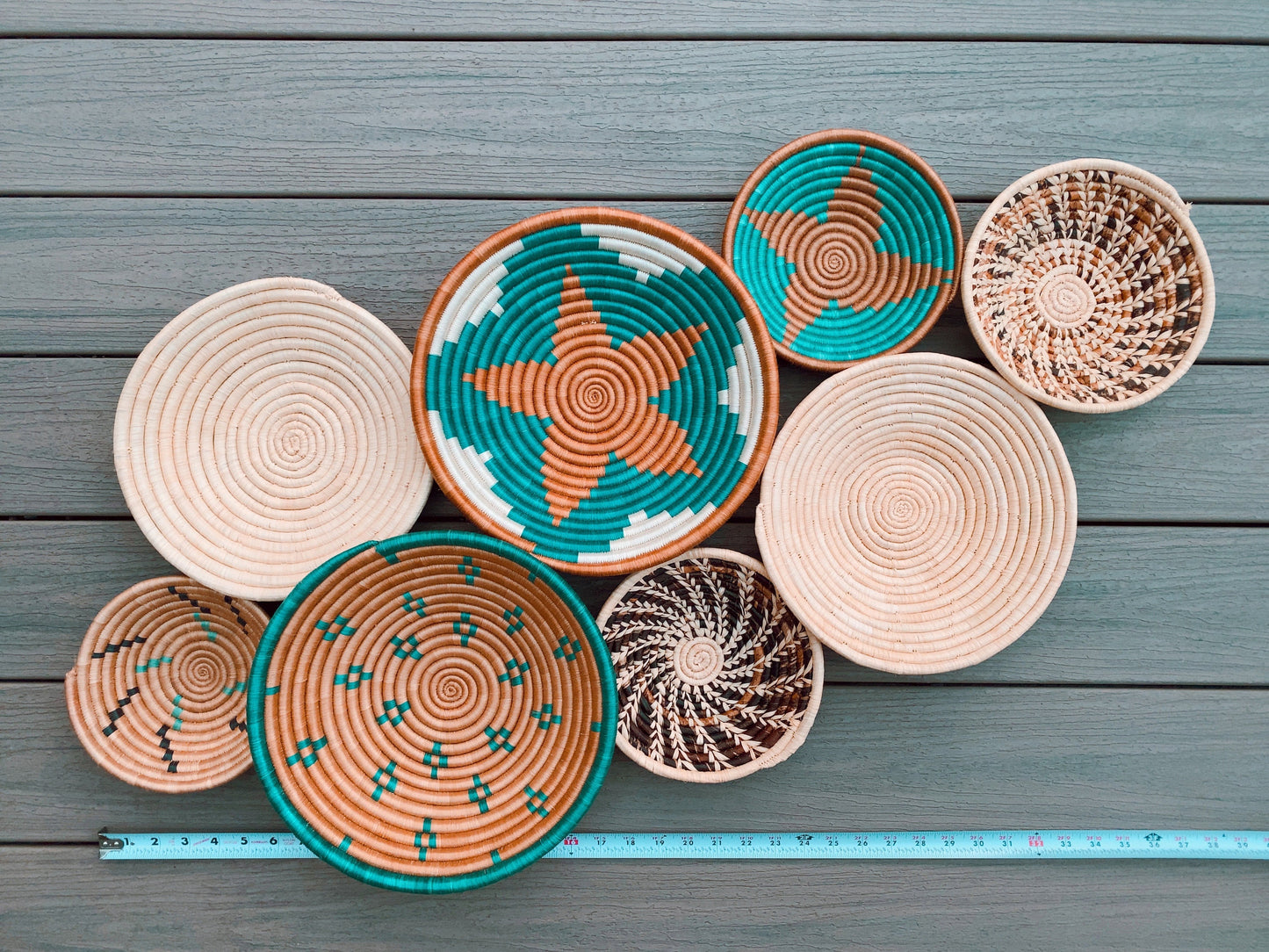 Moon’s Assorted Set of 8 African Baskets 7.5”-12” Wall Baskets Set, Wall hanging decor, African wall basket, Boho wall art 043 2