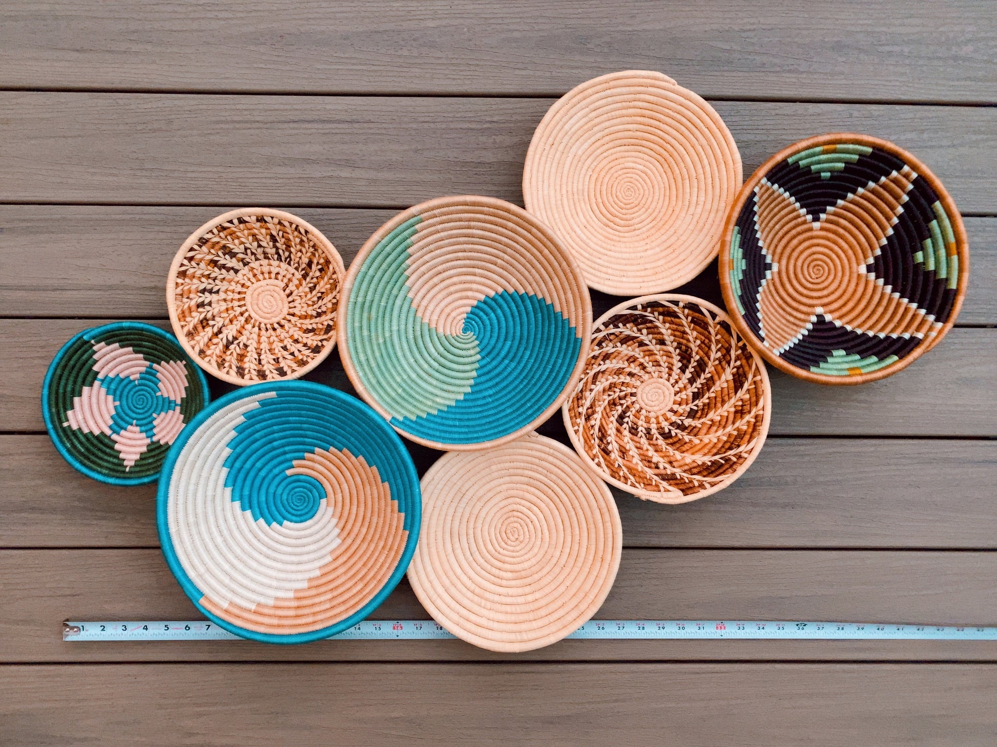 Moon’s Assorted Set of 8 African Baskets 7.5”-12” Wall Baskets Set, Wall hanging decor, African wall basket, Boho wall art 044 3