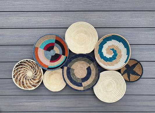 Moon’s Assorted Set of 8 African Baskets 7.5”-12” Wall Baskets Set, Wall hanging decor, African wall basket, Boho wall art 039