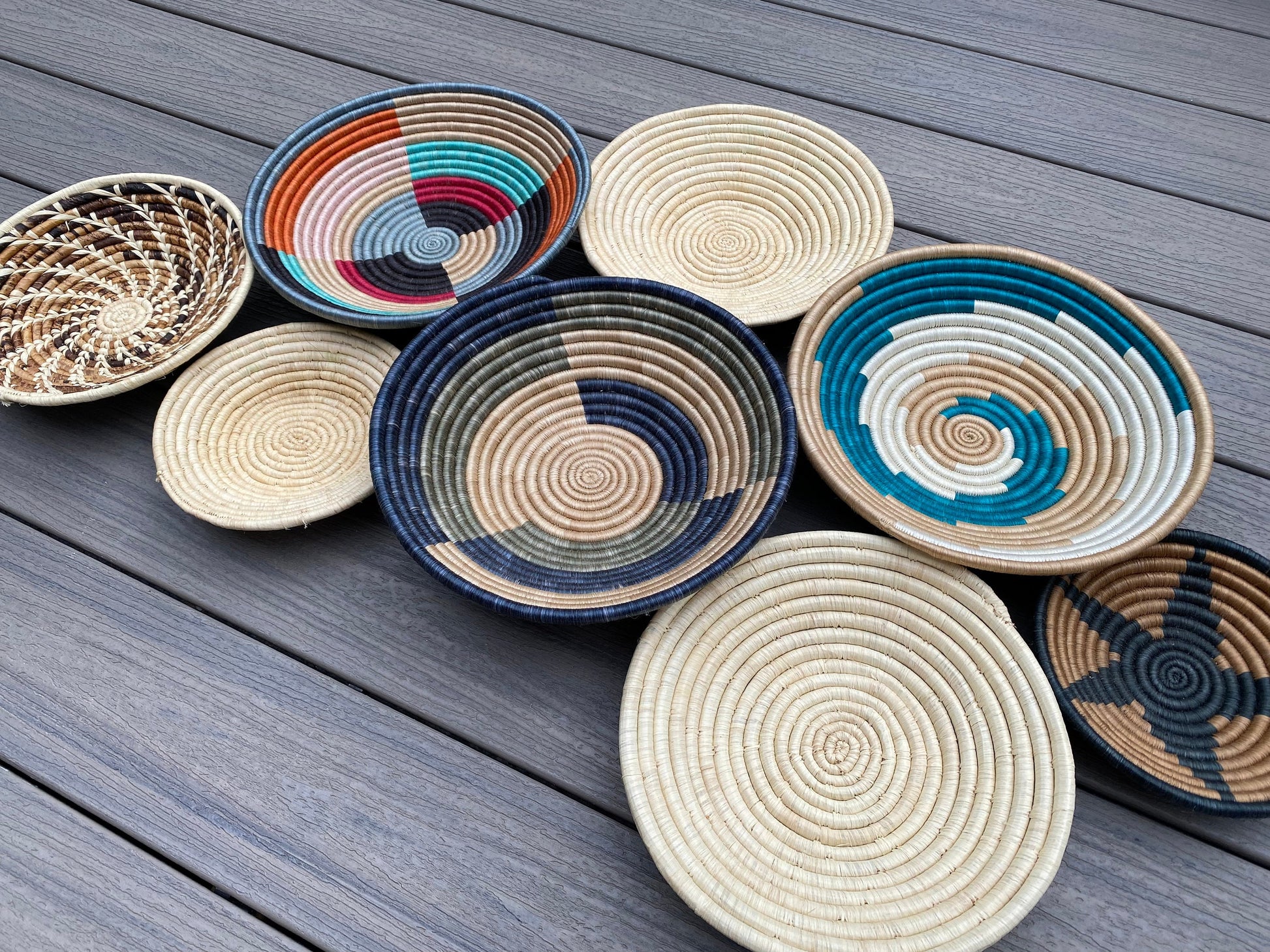 Moon’s Assorted Set of 8 African Baskets 7.5”-12” Wall Baskets Set, Wall hanging decor, African wall basket, Boho wall art 039 3