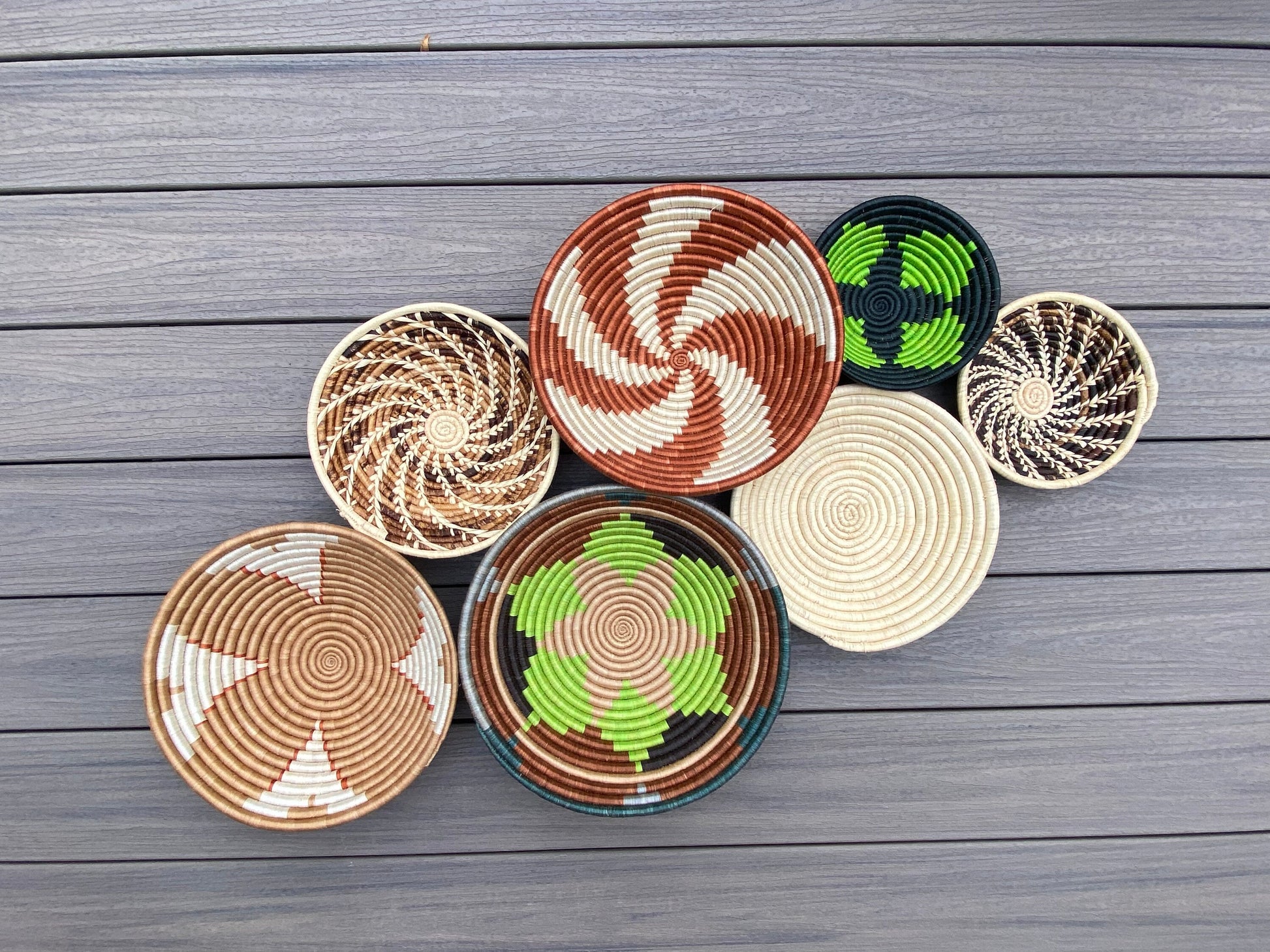 Moon’s Assorted Set of 7 African Baskets 7.5”-12” Wall Baskets Set, Wall hanging decor, African wall basket, Boho wall art 037 1