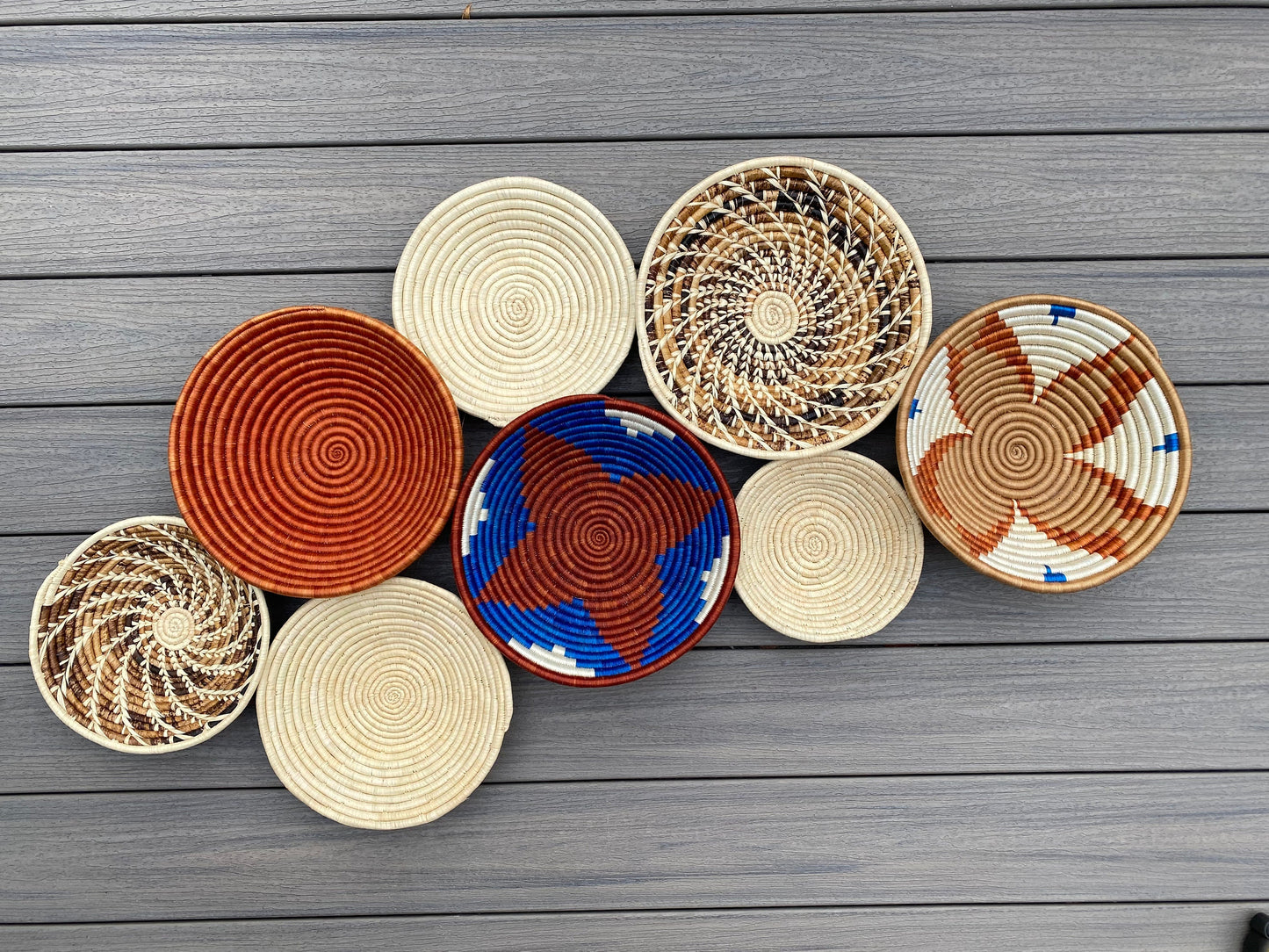 Moon’s Assorted Set of 8 African Baskets 7.5”-12” Wall Baskets Set, Wall hanging decor, African wall basket, Boho wall art 035 5