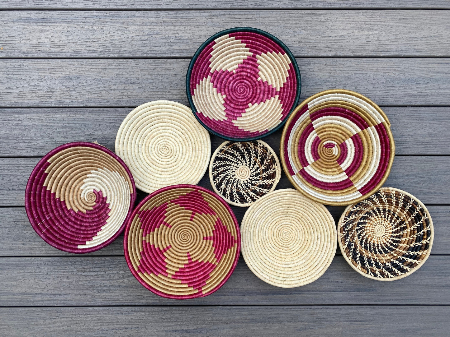 Moon’s Assorted Set of 8 African Baskets 7.5”-12” Wall Baskets Set, Wall hanging decor, African wall basket, Boho wall art 030 2