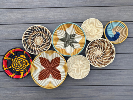 Moon’s Assorted Set of 8 African Baskets 7.5”-12” Wall Baskets Set, Wall hanging decor, African wall basket, Boho wall art 029