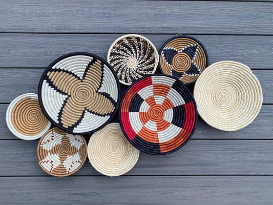 Moon’s Assorted Set of 8 African Baskets 7.5”-12” Wall Baskets Set, Wall hanging decor, African wall basket, Boho wall art 008